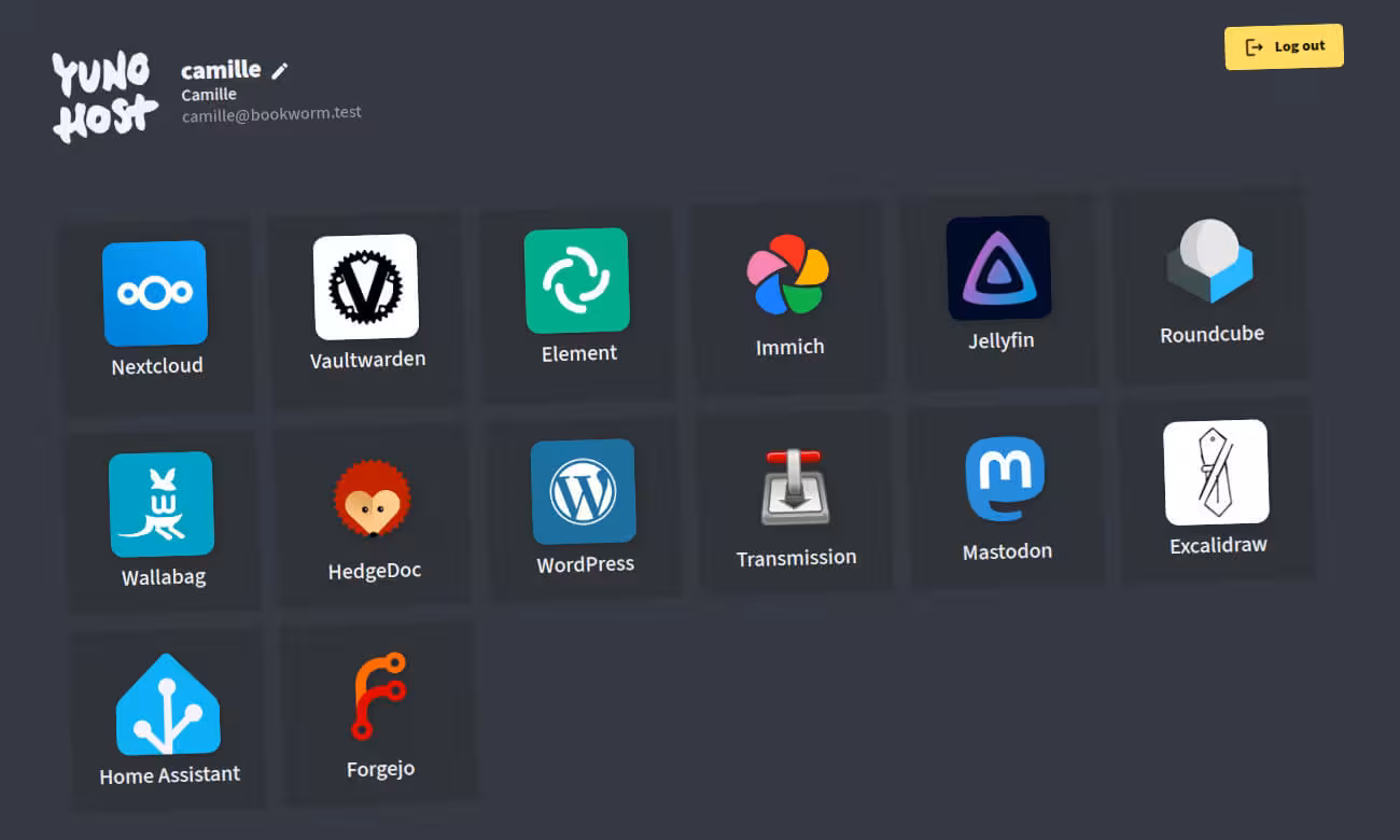 Screenshot of the user portal from which users can access the apps installed on the server, listing several applications installed.